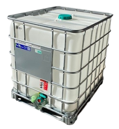 Representative caged IBC tote with a transparent background