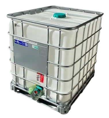 Representative caged IBC tote with a transparent background